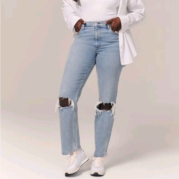 Abercrombie & Fitch 90s Ultra High Rise Straight Jeans Size 6/28 short - Picture 2 of 4